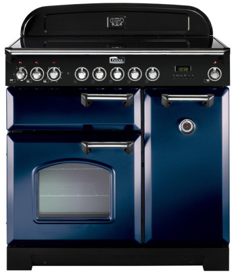Kuchnia z płytą ceramiczną FALCON Classic Deluxe 90 Niebieski regal chrom