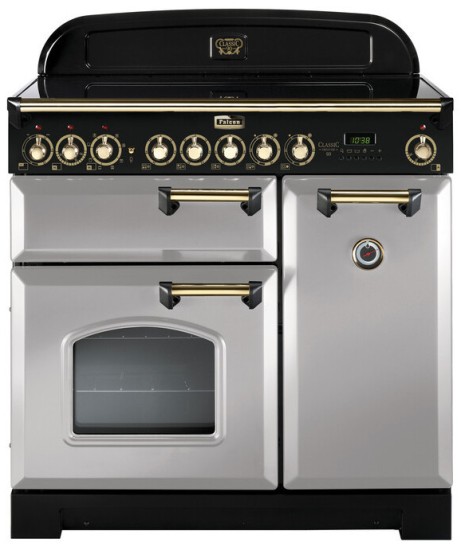 Kuchnia z płytą ceramiczną FALCON Classic Deluxe 90 Królewska perła mosiądz