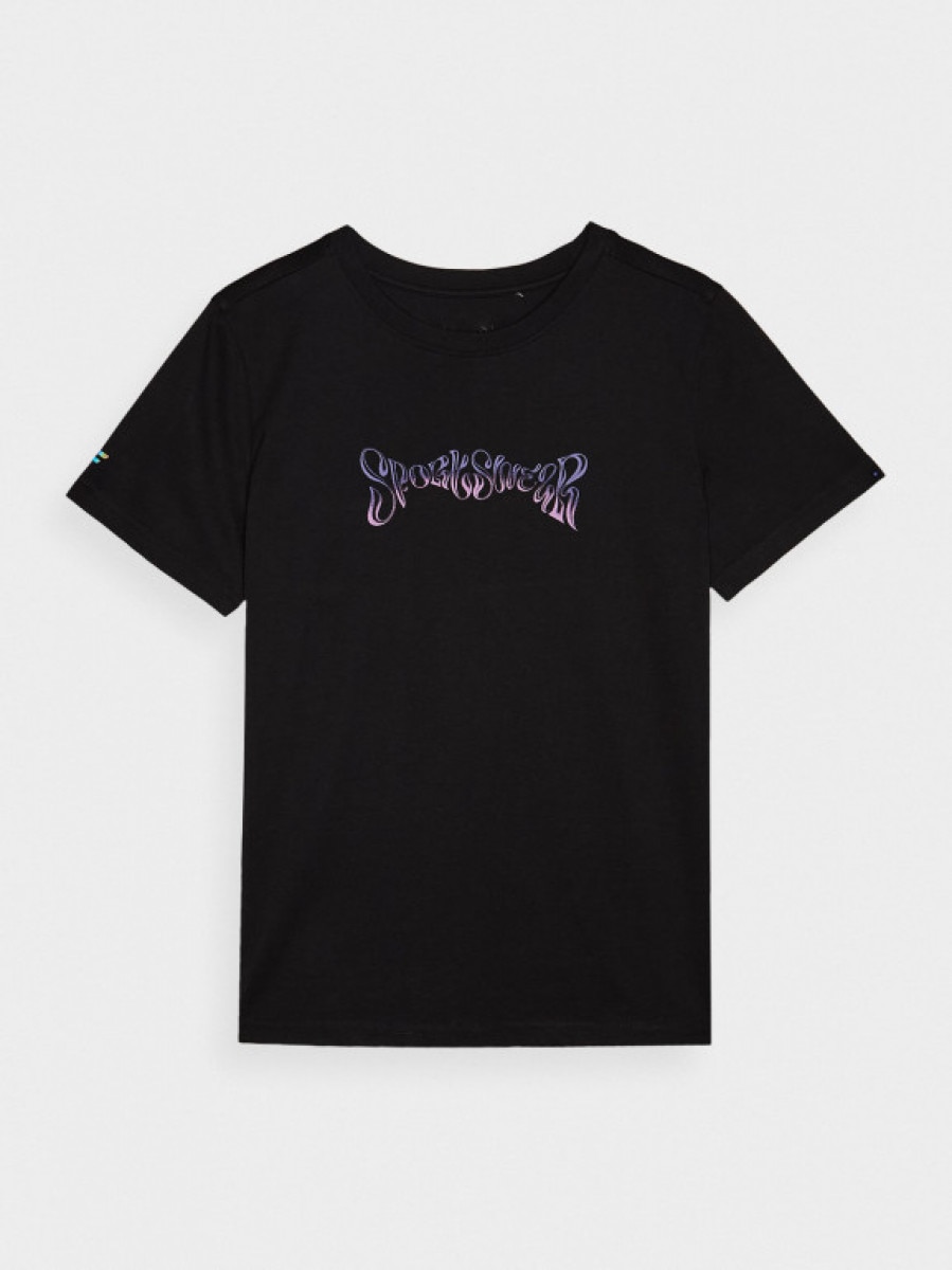Damski t-shirt z nadrukiem 4F 4FWAW24TTSHF1703 - czarny