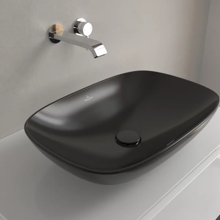 Villeroy & Boch Loop & Friends Umywalka nablatowa 56 x 38 cm z przelewem czarna Pure Black z powłoką CeramicPlus 4A4900R7