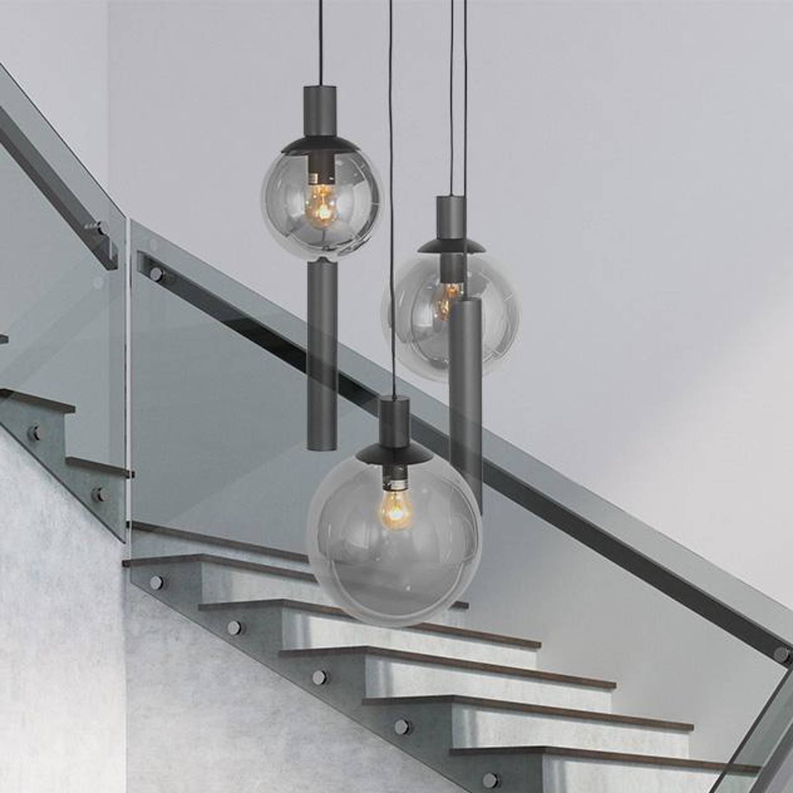 Steinhauer Lampa wisząca Bollique, 5-punktowa, okrągła, czarna, GU10 + E27
