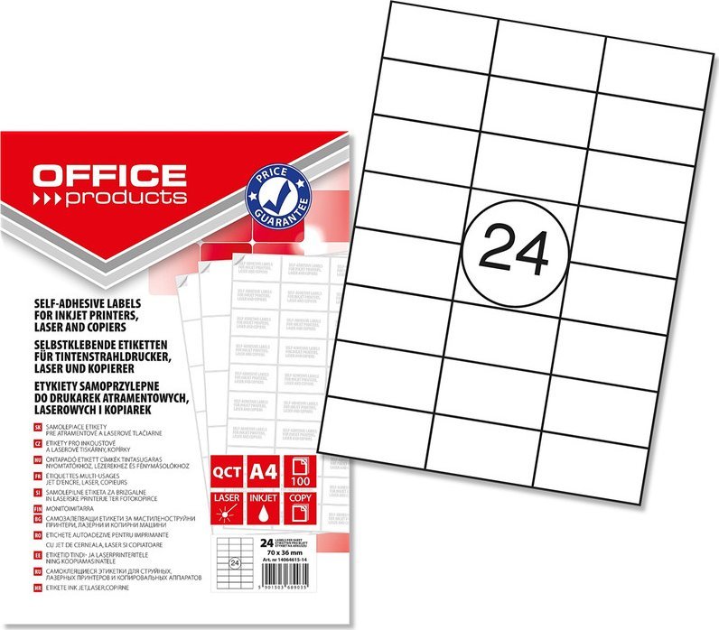 Office Products Etykiety Office Products A4 70x36mm białe 100