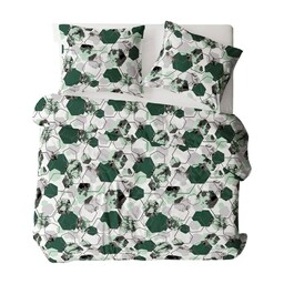 Karo Pościel flanelowa 160x200 1612N biała zielona geometria Flanela Komfort