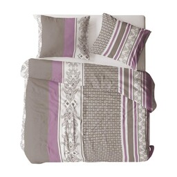 Karo Pościel flanelowa 160x200 1862N beżowa wielokolorowa paski Flanela Komfort