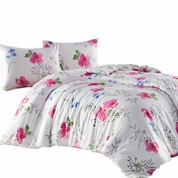 Darymex Pościel flanelowa 220x200 31504/2 biała różowa kwiaty liście Flanelove