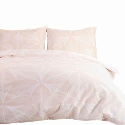 Darymex Pościel flanelowa 140x200 31506/1 pudrowa różowa biała liście geometria z jedną poszewką Flanelove