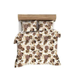 Karo Pościel flanelowa 140x200 1650N brązowa biała geometria Flanela Komfort