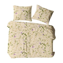 Karo Pościel flanelowa 140x200 497N żółta jasna zielona liscie kwiaty Flanela Komfort