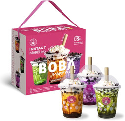 Zestaw Instant Marbling Boba Party Kit do przygotowania Bubble Tea, 6 porcji (2 x 3 smaki) 360g - O''s Bubble