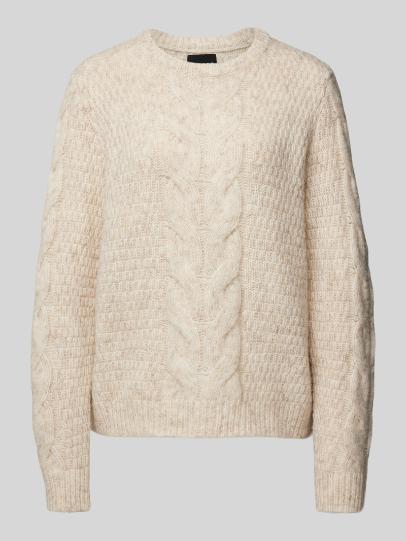 Sweter z dzianiny ze ściegiem warkoczowym model ‘NINA’