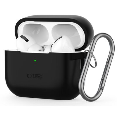 Etui na słuchawki TECH-PROTECT Silicon Hook do Apple Airpods Pro 1/2 Czarny