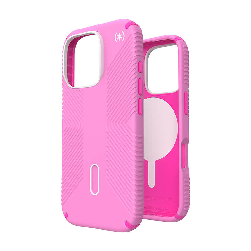 Speck Presidio2 Grip ClickLock & MagSafe - Etui iPhone 16 Pro (True Pink / Shocking Pink / White)