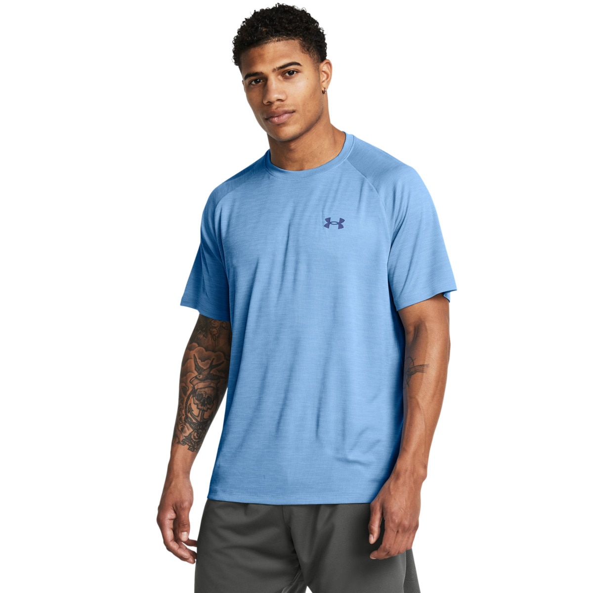 Męska koszulka treningowa Under Armour UA Tech Textured SS - niebieska - UNDER ARMOUR