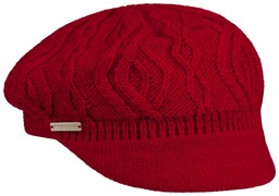 Czapka Kaszkiet Dzianinowa Annelie by Seeberger, czerwony, One Size
