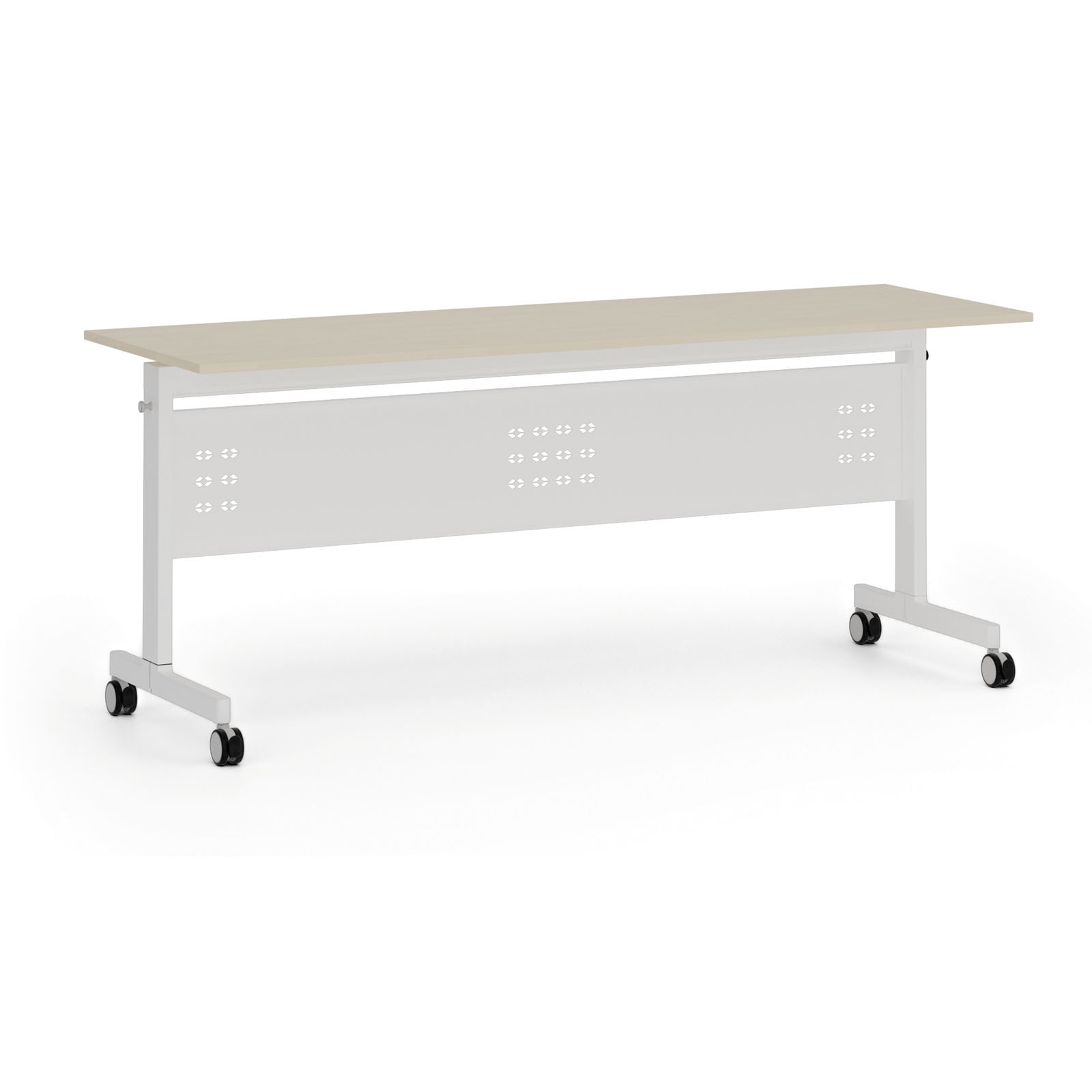 Mobilny stół PRIMO MOBI, 1800 x 600 mm, podstawa biała, brzoza