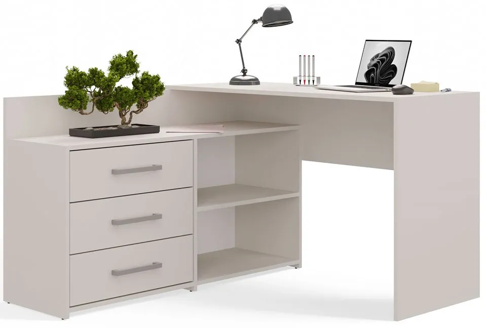 Elior Beżowe biurko narożne z komodą kaszmir E9-P96