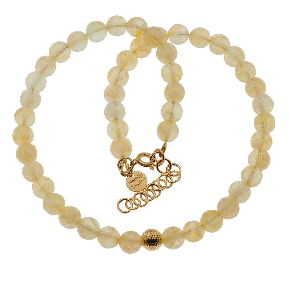 Skorulski Jewellery, Naszyjnik, Cytryn fasetowane kulki i srebro złocone