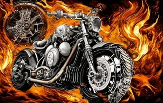 Diamentowa Mozaika Motor I Płomienie 30x40