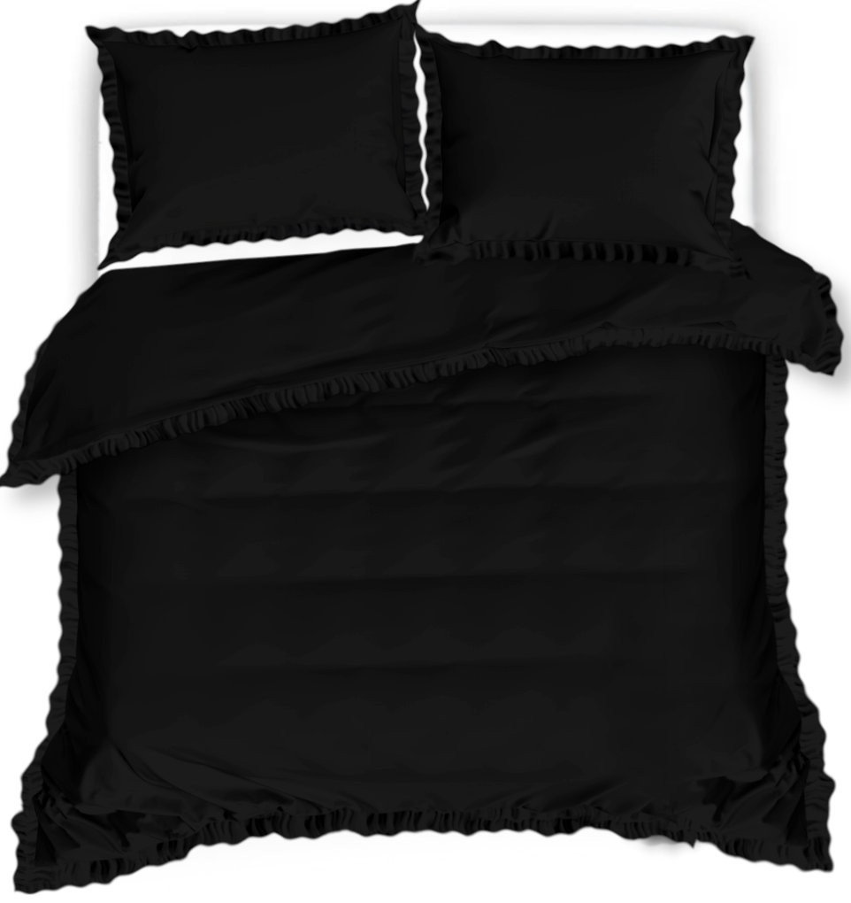Pościel Z Falbaną 160X200 Czarna 2589