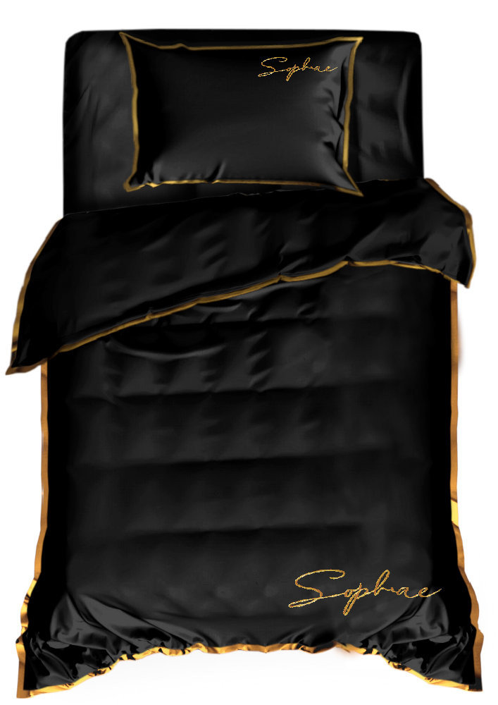 Pościel Z Haftem 140X200 Soft Czarna 2605