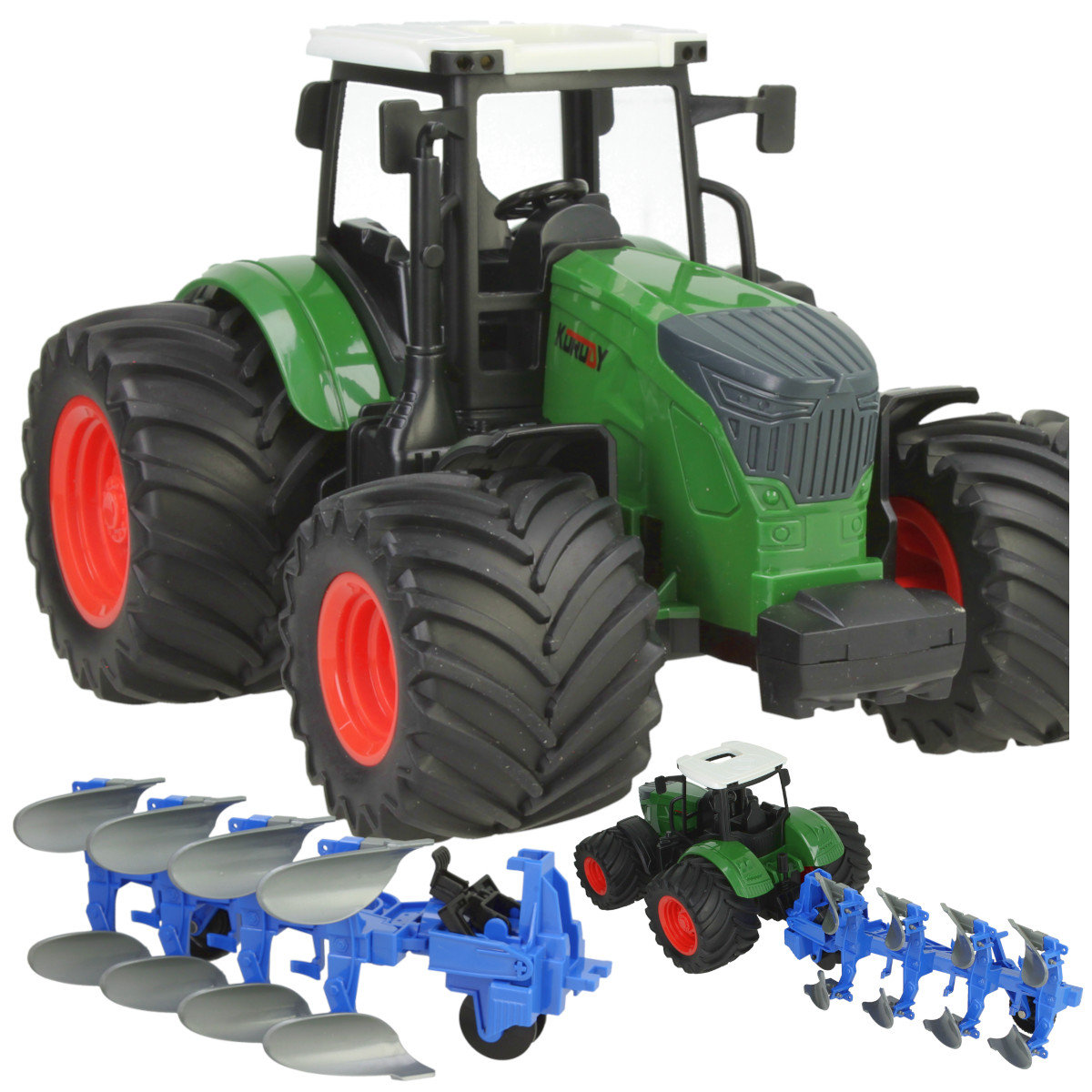 Traktor ciagnik rolniczy z pługiem 1:24 zabawka dla dziecka Z1008
