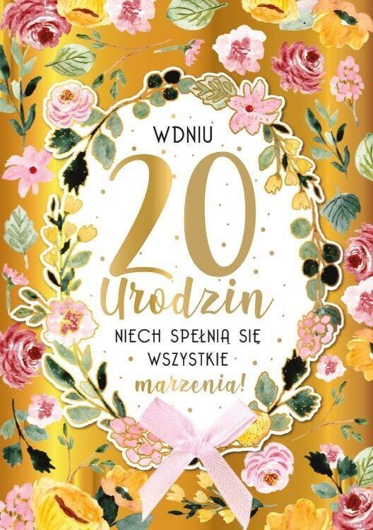 Kartka na 20 urodziny bogato zdobiona DK1174