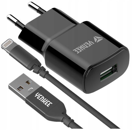 ŁADOWARKA SIECIOWA Z KABLEM LIGHTNING USB 2,4 A YENKEE YAC 5300