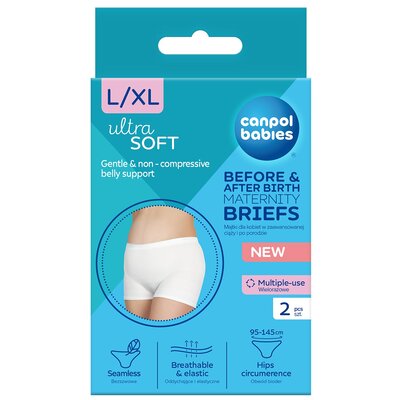CANPOL BABIES Majtki dla kobiet w zaawansowanej ciąży i po porodzie wielorazowe L/XL, 2szt.