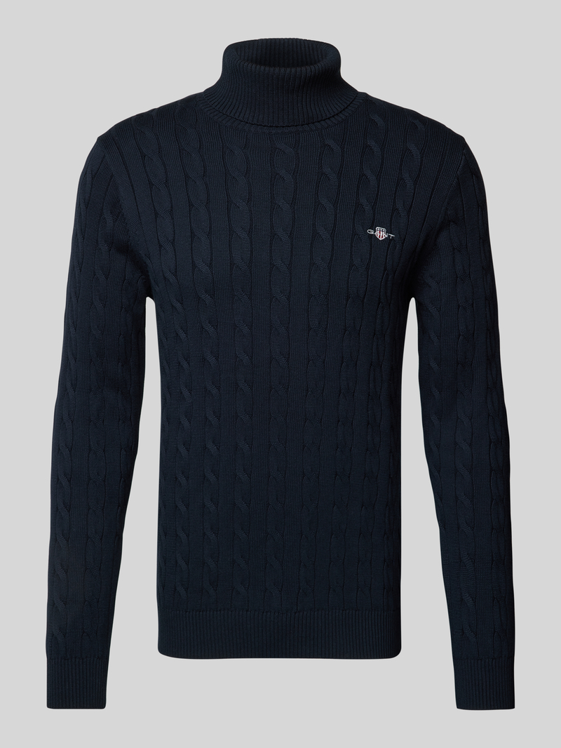 Sweter z wywijanym kołnierzem i wyhaftowanym logo