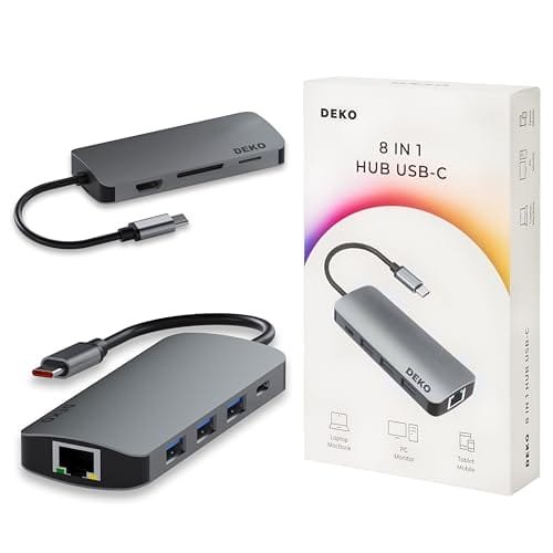 Deko Business Hub Usb C Stacja Dokująca 8W1 Pd 100W Hdmi 4K 60Hz 3Xusb 3.1 5Gbps Do Iphone'a 15/15 Pro Macbooka Pro/Air Ipada Pro Surface Xps Thinkp..