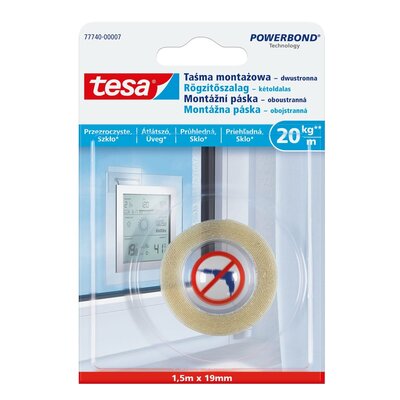 Tesa Dwustronna taśma montażowa do szkła 1,5 x 19