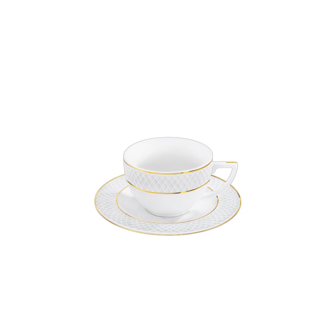 Filiżanka 90 ml i spodek do espresso zestaw porcelanowy ze złotym rantem