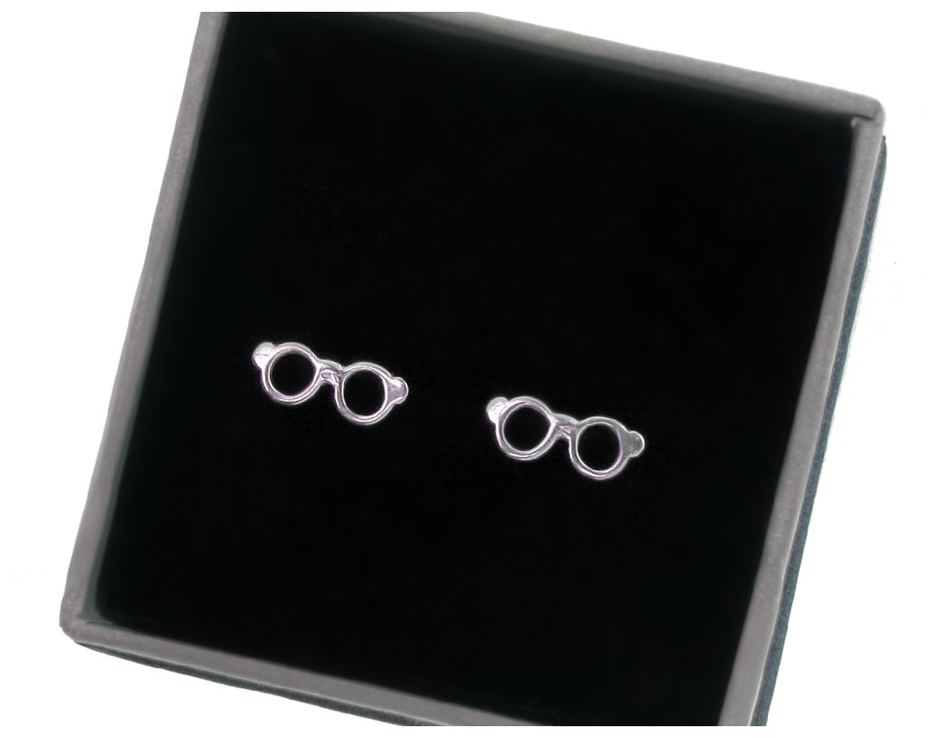 Srebrne Kolczyki Okulary Srebro 925 Sztyft Hit