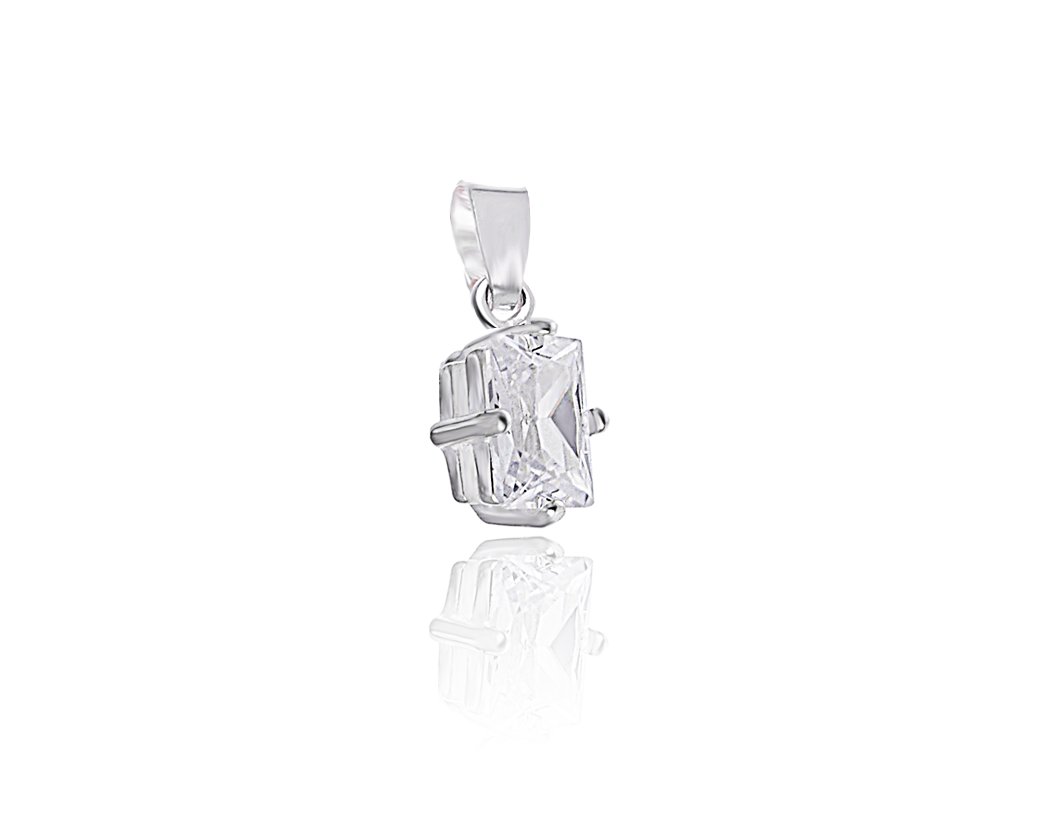 Srebrny Wisiorek Z Kamieniem Cyrkonia 8X6Mm 925