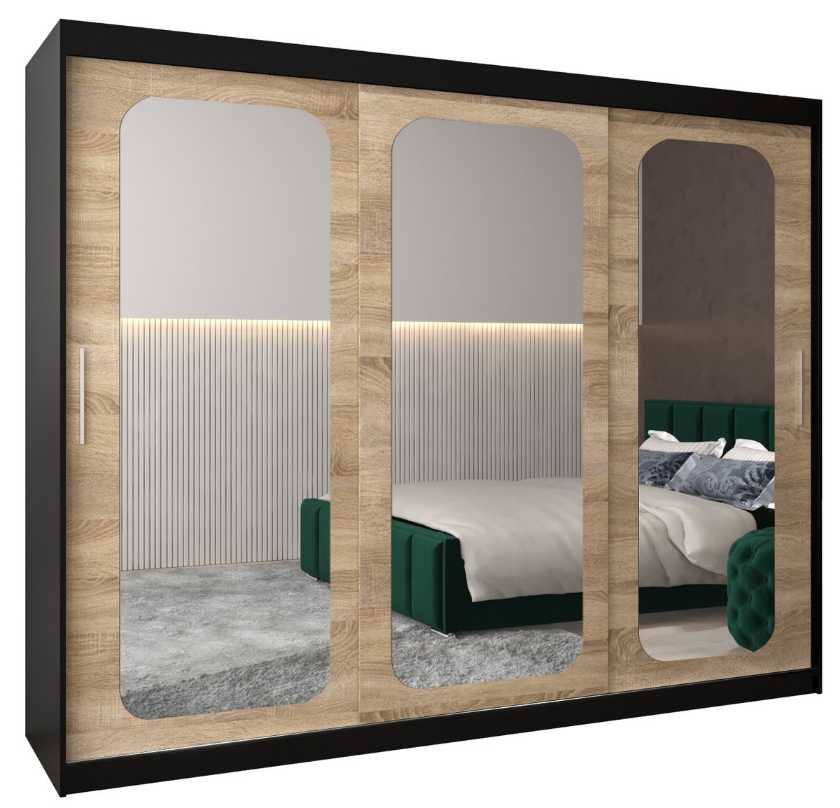 Szafa przesuwna Garderoba PROMO T3 250 gł. 62 czarny/sonoma