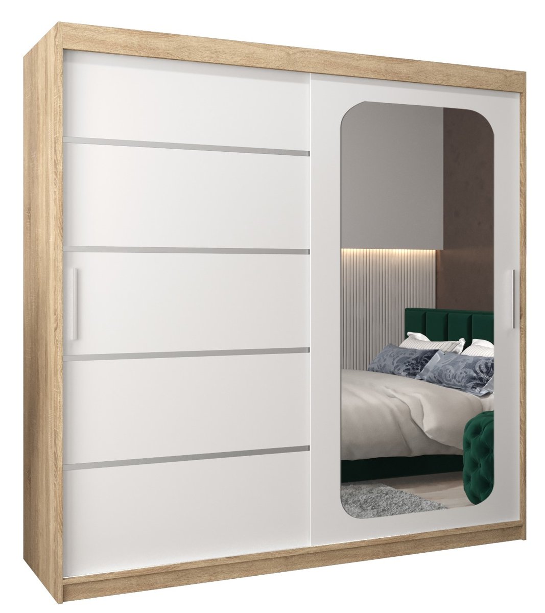 Szafa przesuwna Garderoba PROMO V2 200 gł. 62 sonoma/biały