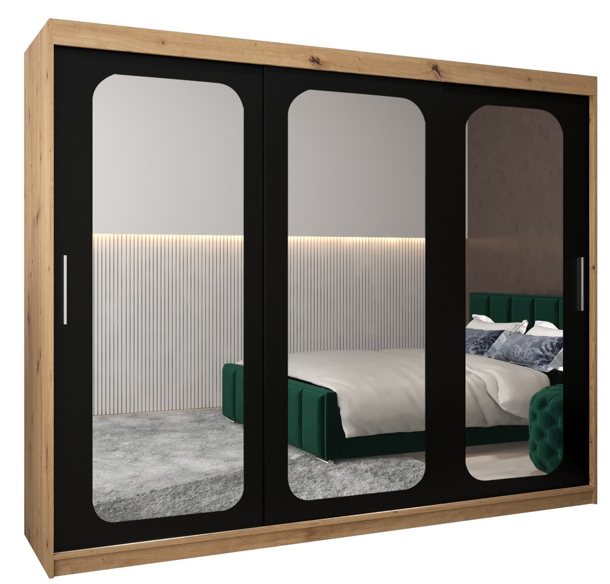 Szafa przesuwna Garderoba PROMO T3 250 gł. 62 artisan/czarny