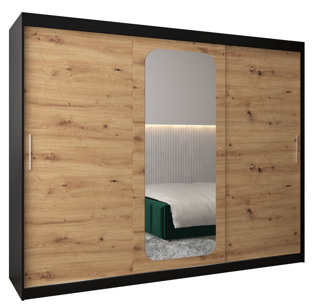 Szafa przesuwna Garderoba PROMO T2 250 gł. 62 czarny/artisan