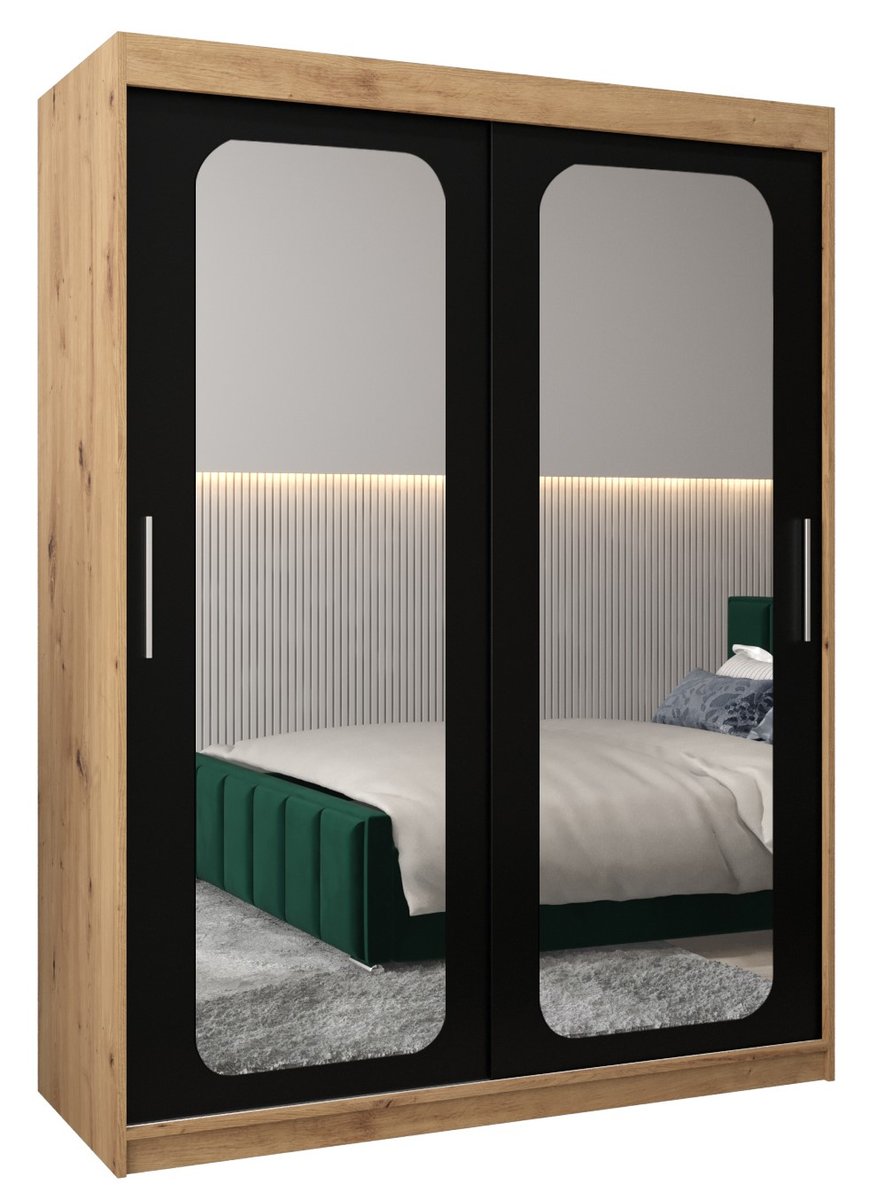 Szafa przesuwna Garderoba PROMO T3 150 gł. 62 artisan/czarny