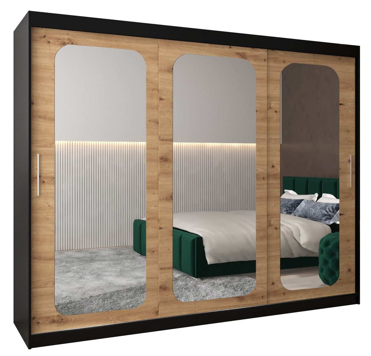 Szafa przesuwna Garderoba PROMO T3 250 gł. 62 czarny/artisan
