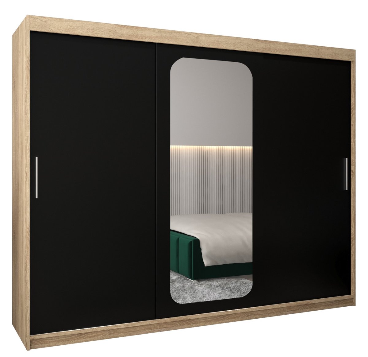 Szafa przesuwna Garderoba PROMO T2 250 gł. 62 sonoma/czarny