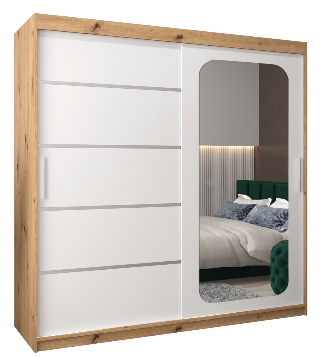 Szafa przesuwna Garderoba PROMO V2 200 gł. 62 artisan/biały