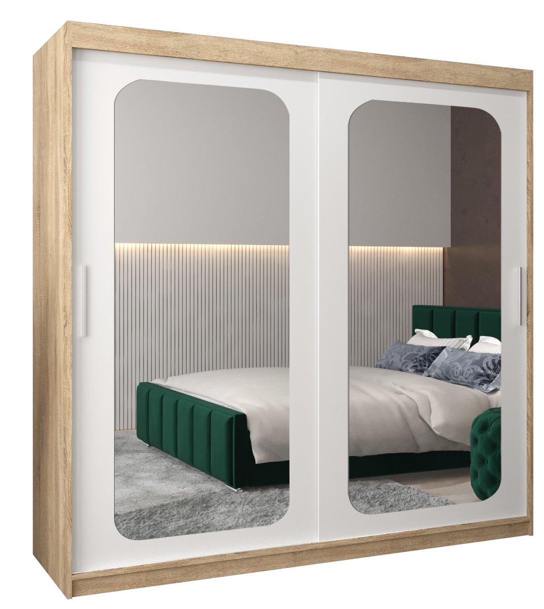 Szafa przesuwna Garderoba PROMO T3 200 gł. 62 sonoma/biały