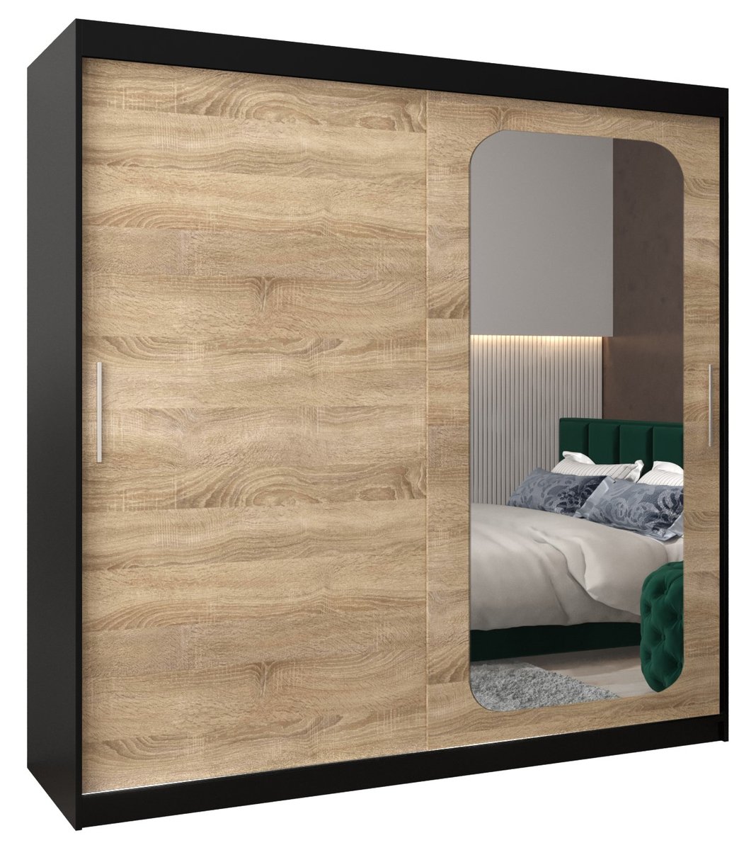 Szafa przesuwna Garderoba PROMO T2 200 gł. 62 czarny/sonoma