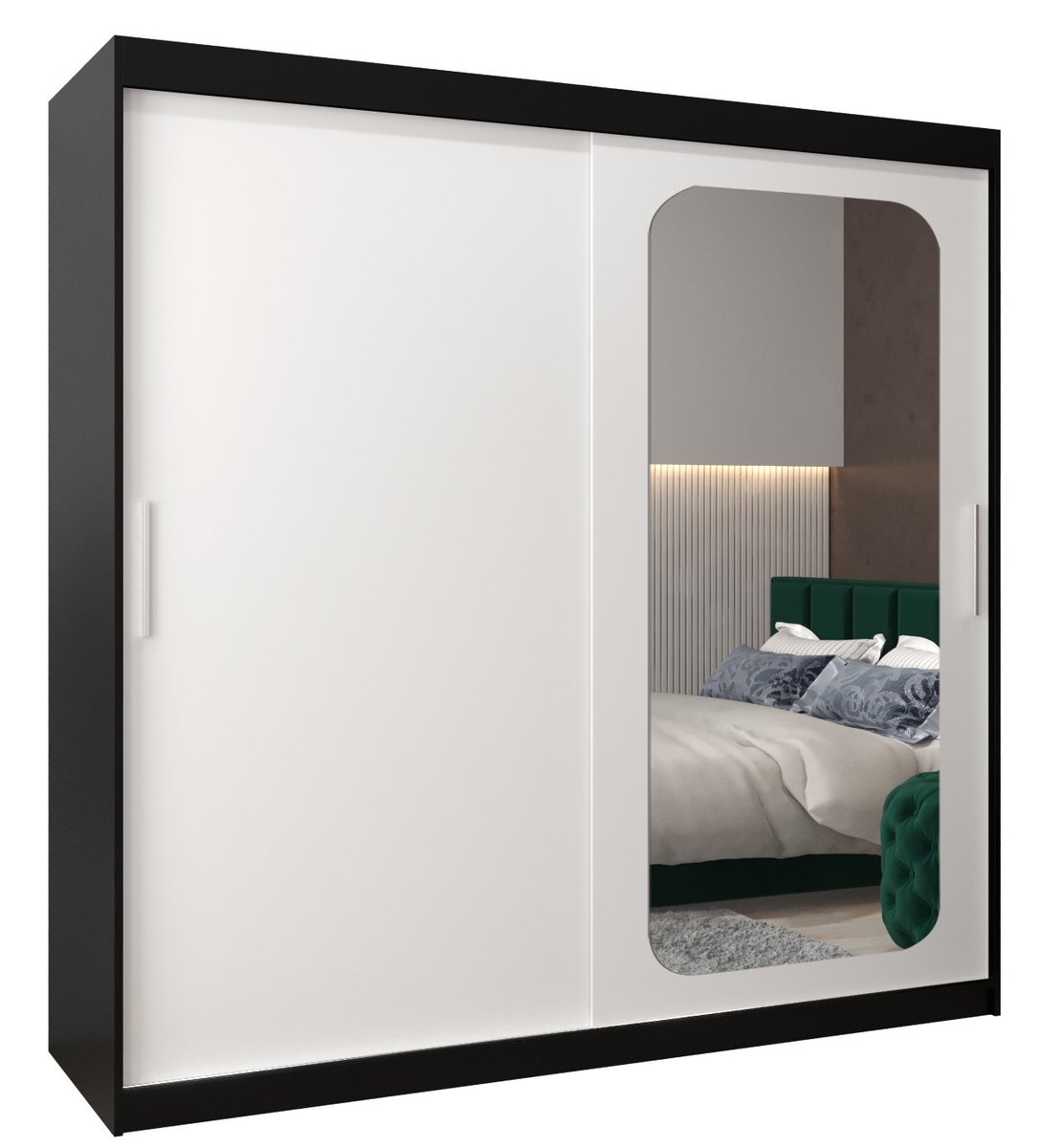 Szafa przesuwna Garderoba PROMO T2 200 gł. 62 czarny/biały