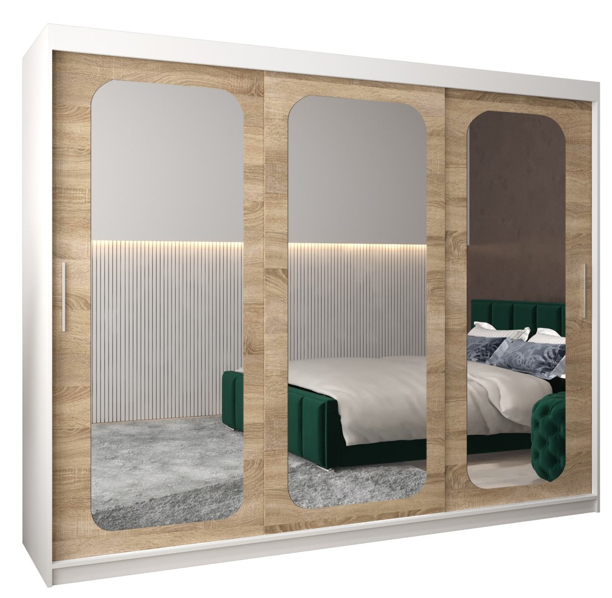 Szafa przesuwna Garderoba PROMO T3 250 gł. 62 biały/sonoma