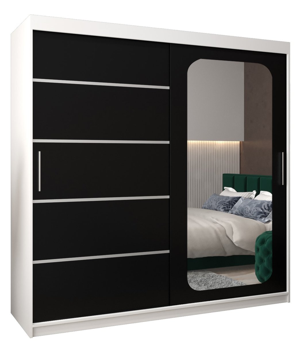 Szafa przesuwna Garderoba PROMO V2 200 gł. 62 biały/czarny