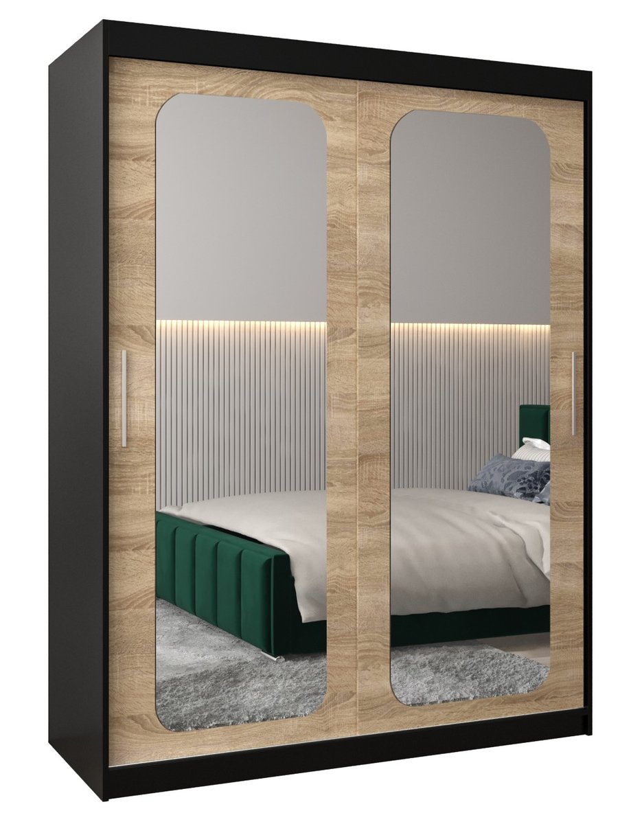 Szafa przesuwna Garderoba PROMO T3 150 gł. 62 czarny/sonoma