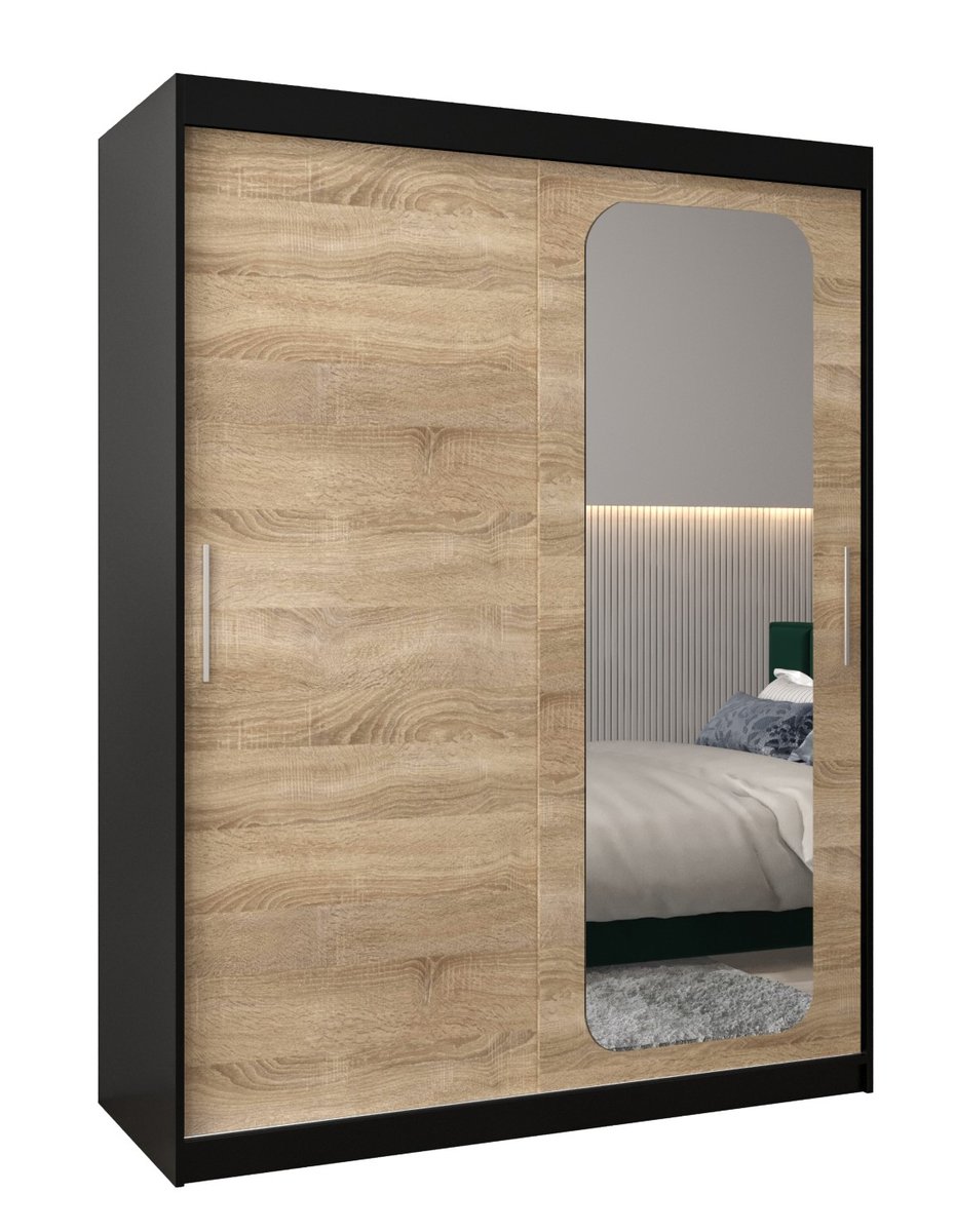 Szafa przesuwna Garderoba PROMO T2 150 gł. 62 czarny/sonoma