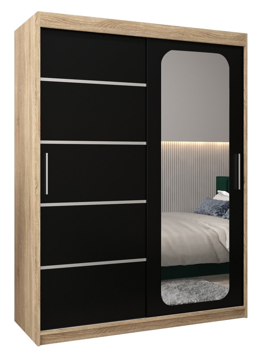 Szafa przesuwna Garderoba PROMO V2 150 gł. 62 sonoma/czarny